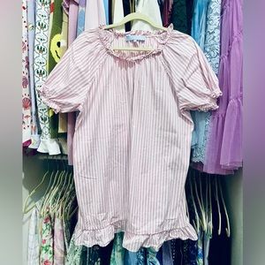 EUC XL Bubblegum Pink Stripe Katherine Hill House Home Rare HTF